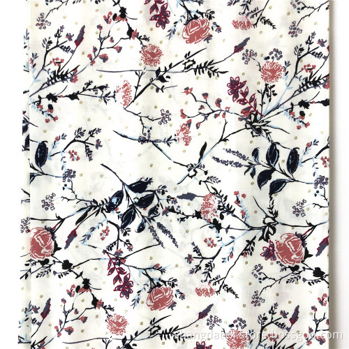 Rayonne filée à fleur de branche imprimée avec feuille d&#39;or